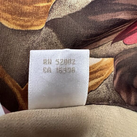 Y2K Vintage Dana Buchman 100% Silk Midi Skirt 14 Petite Fall Leaves Floral Mesh - Picture 8 of 12